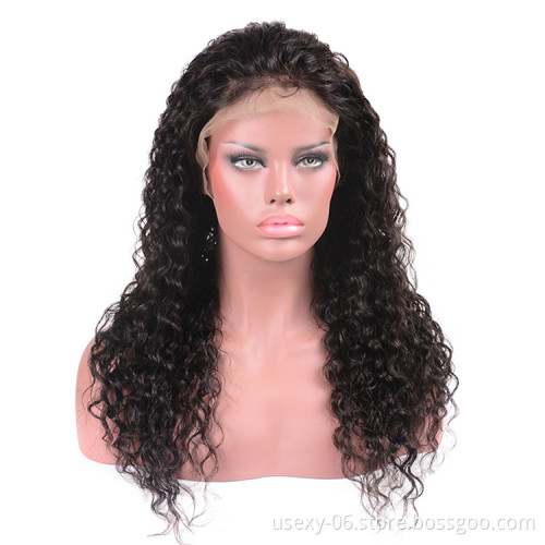 In Stock Water Wave Virgin Cuticle Aligned Brazilian Human Hair Lace Frontal Wigs